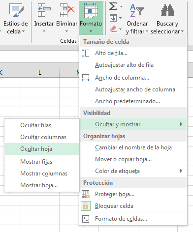 Ocultar o Mostrar Hoja en Excel