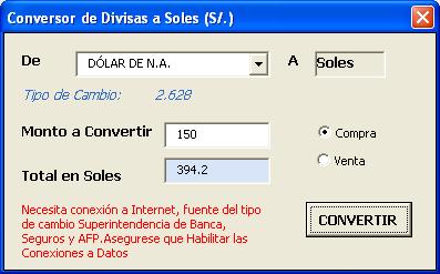conversor011 Formulario para realizar conversion de Divisas a Soles