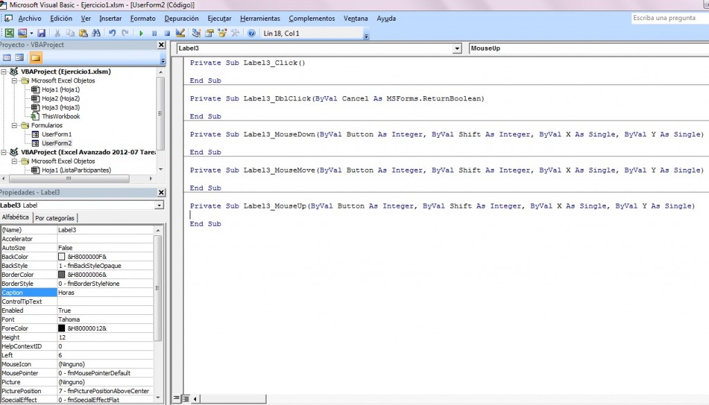 Principales eventos de un label en un userform « Excel Avanzado