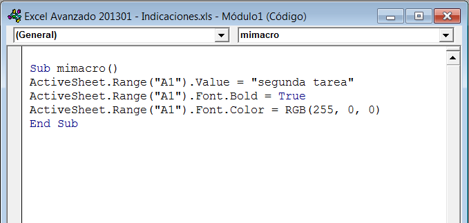 Color de fuente en vba