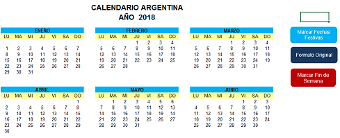 Calendario 2018 Argentina