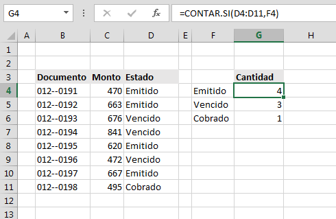 Contar celdas en Excel Fórmulas para Contar celdas en Excel