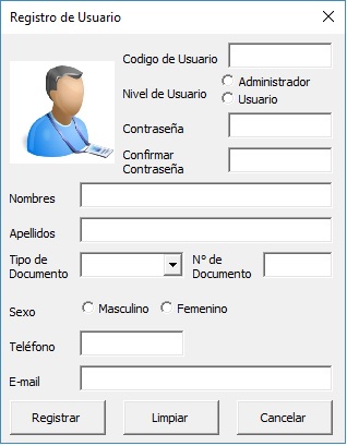 Plantilla Registro de Usuario Plantilla para registrar usuarios de Excel