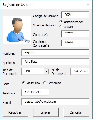 plantilla1 Plantilla para registrar usuarios de Excel