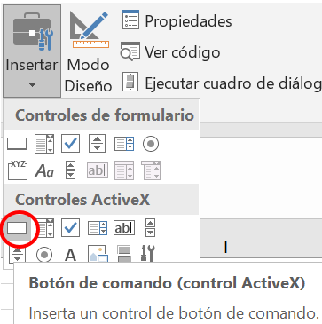 Añadir botón en Excel