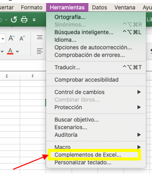 Complementos de Excel Mac