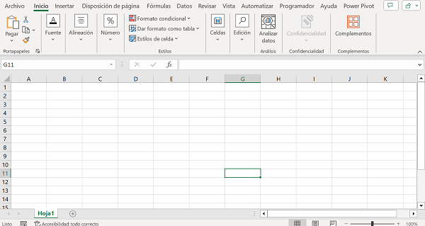 Interfaz de Excel